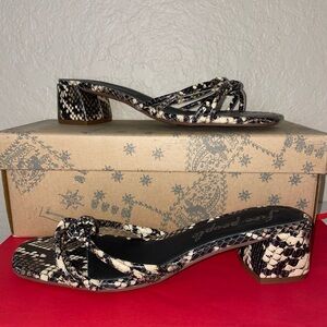 Free People Petra Block Heel Snake Skin Size 37 Sandals Heels Summer NEW IN BOX
